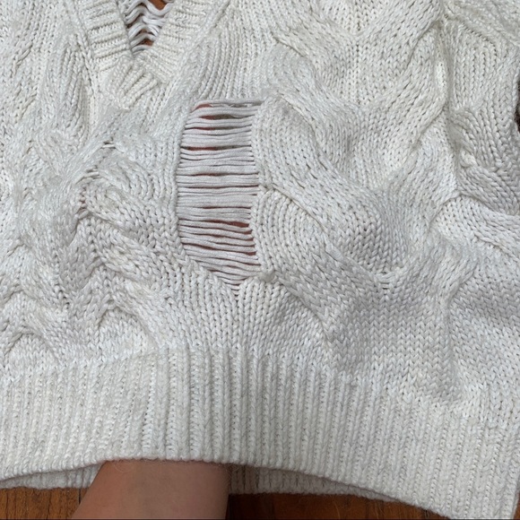 IRO Fighla Distressed Sweater White Alpaca, Wool Blend L - Picture 8 of 14